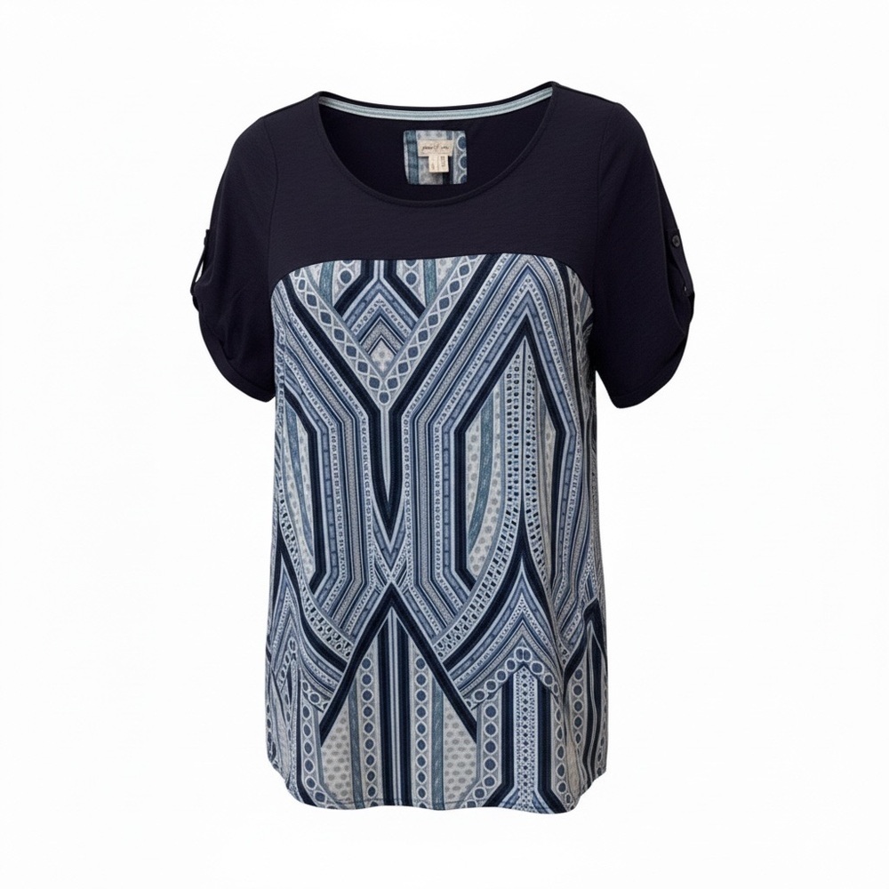 Meadow Rue Solvo grey/blue tunic top, large